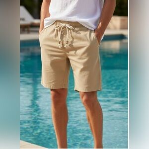 NEW Men's Tan Casual Shorts
Drawstring five pocket linen